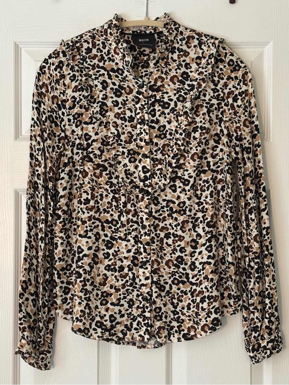 Anthropologie Maeve Katia Leopard Button Down Top Size 6 EUC